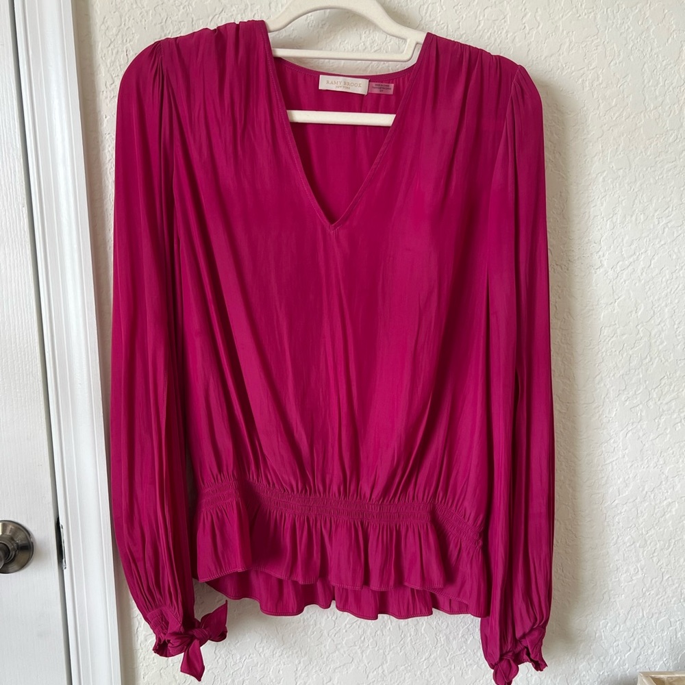 Ramy Brook Hot Pink Slit Sleeve Blouse Small